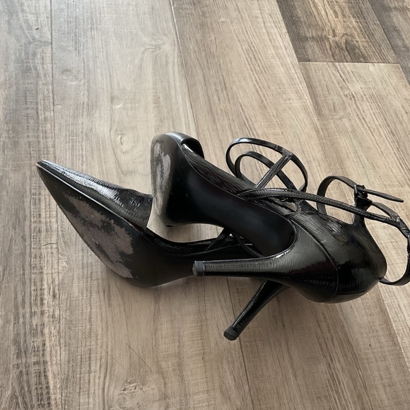 Alexander Wang Emma High Gloss Ankle Strap Pointed Toe Stilettos Pump Black SZ37 - Picture 4 of 7